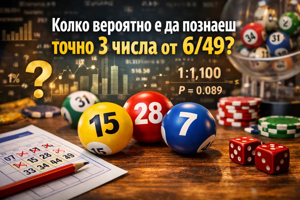 Колко вероятно е да познаеш точно 3 числа от 6/49?